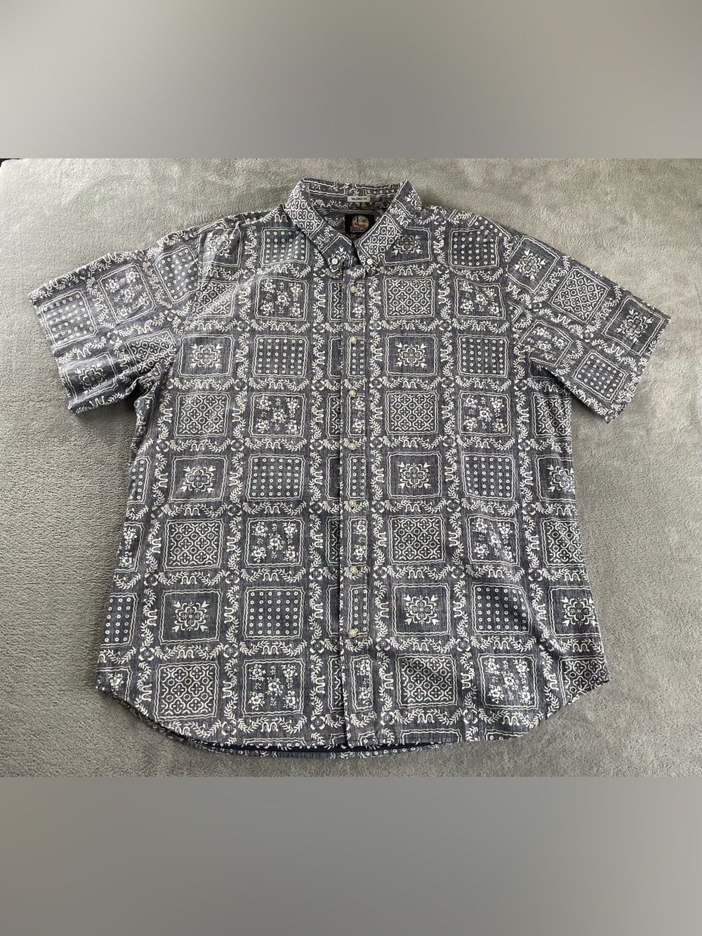 Reyn Spooner Hawaiian Tropical Button Shirt Mens 3XL Blue Reverse Print Modern